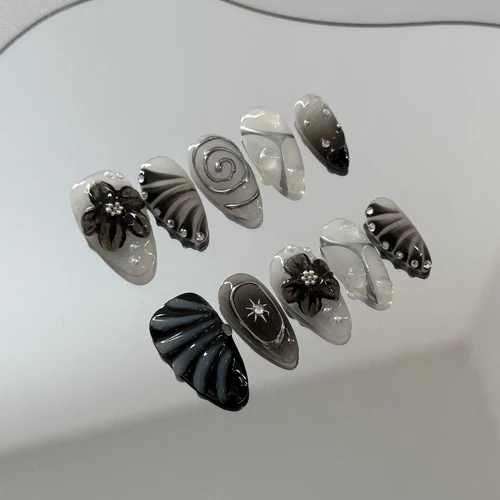 BLACK FLOWER-3D FLOWER TEN PIECES OF HANDCRAFTED PRESSD